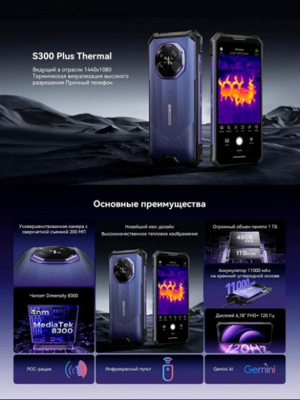 Смартфон Doogee S300 Plus Thermal 12Gb/1Tb Armor Silver
