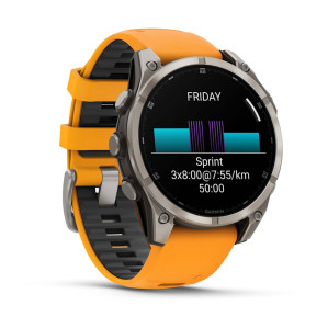 Умные часы Garmin Fenix 8 47mm Amoled Sapphire Lens DLC Титановый с оранжевый ремешком