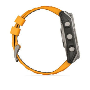Умные часы Garmin Fenix 8 47mm Amoled Sapphire Lens DLC Титановый с оранжевый ремешком