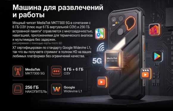 Смартфон AGM X7 6/256Gb Black