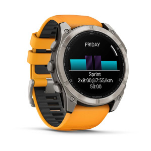 Умные часы Garmin Fenix 8 51mm Amoled Sapphire Lens DLC Титановый с оранжевый ремешком