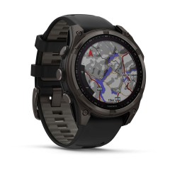 Умные часы Garmin Fenix 8 47mm Sapphire Solar Carbon Grey DLC Титановые с черным ремешком